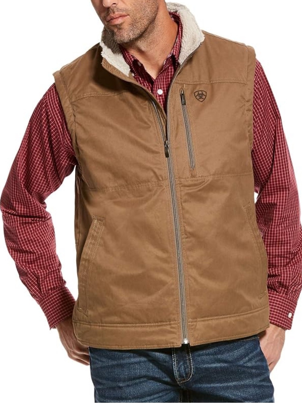 Ariat Tan Sherpa-Lined Work Vest